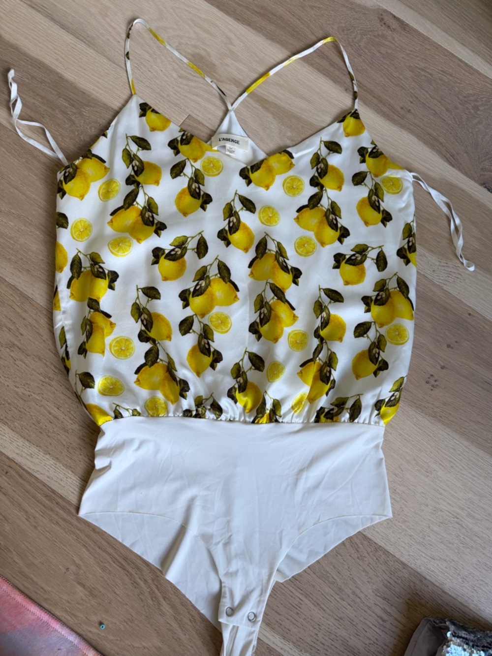 L’Agence satin lemon body suit